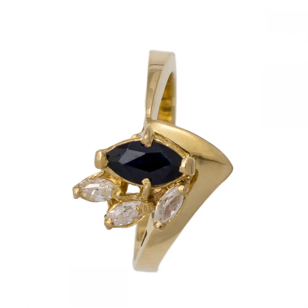 18K Χρυσό Δαχτυλίδι με Ζαφείρι & Ζιργκόν DK500KN