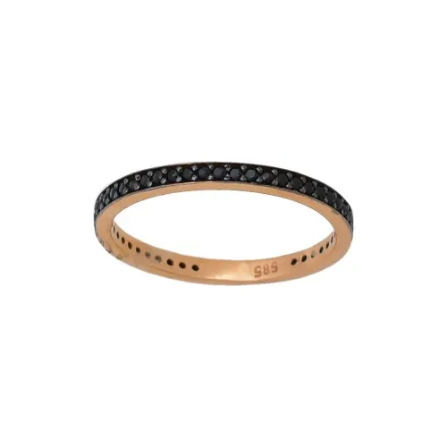 14K Ροζ Χρυσό Δαχτυλίδι Ολόβερο με Μαύρα Ζιργκόν DKOLSP