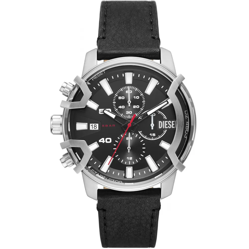 DIESEL Griffed Chronograph Black Leather Strap DZ4603