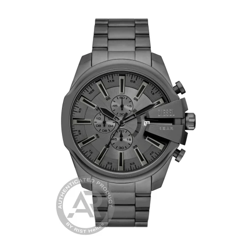 DIESEL Mega Chief Slim Χρονογράφος με Ανθρακί Μπρασελέ από Ανοξείδωτο Ατσάλι DZ4676