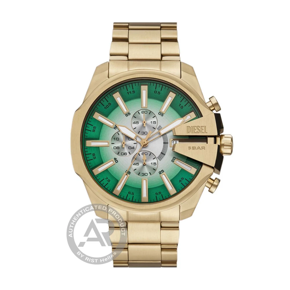 DIESEL Mega Chief Slim Χρονογράφος με Χρυσό Μπρασελέ από Ανοξείδωτο Ατσάλι DZ4684