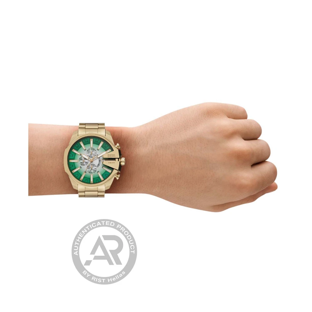 DIESEL Mega Chief Slim Χρονογράφος με Χρυσό Μπρασελέ από Ανοξείδωτο Ατσάλι DZ4684