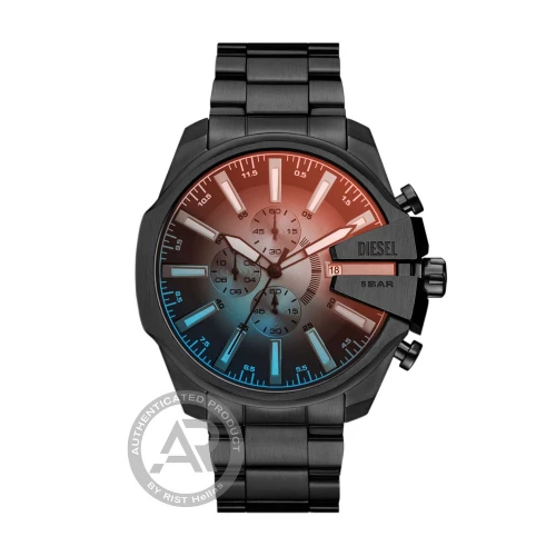DIESEL Mega Chief Slim Χρονογράφος με Ανθρακί Μπρασελέ από Ανοξείδωτο Ατσάλι DZ4689