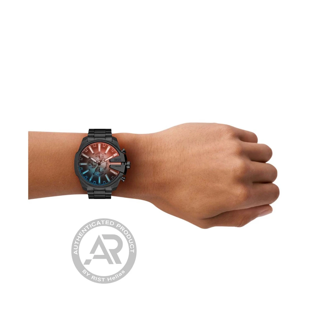 DIESEL Mega Chief Slim Χρονογράφος με Ανθρακί Μπρασελέ από Ανοξείδωτο Ατσάλι DZ4689
