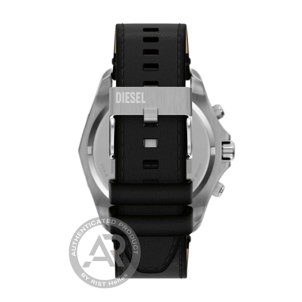 DIESEL Stinger Χρονογράφος με Μαύρη κάσα και Μαύρο Δερμάτινο Λουράκι DZ4710