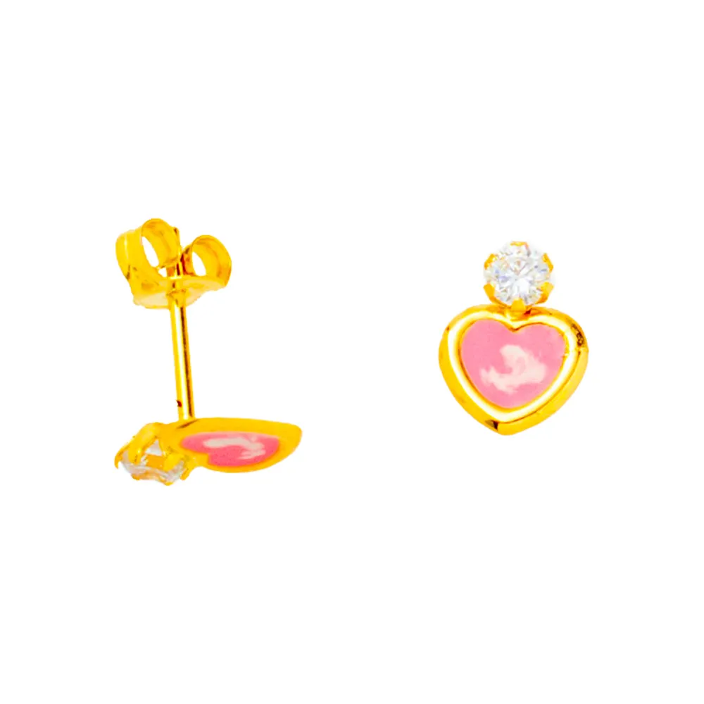 9K Χρυσά Σκουλαρίκια Παιδικά "Καρδιά" με Ζιργκόν E161AGL