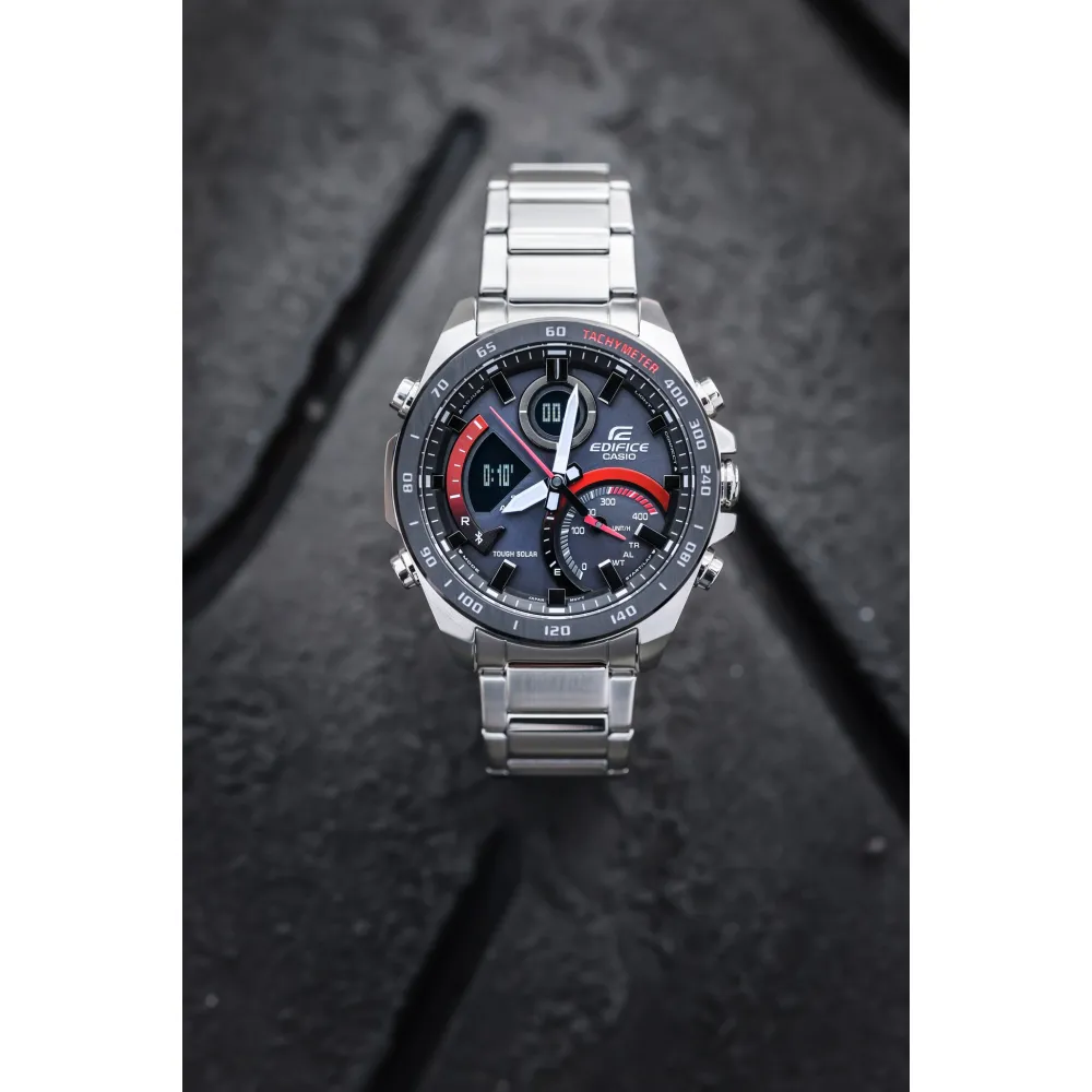 CASIO Edifice "Ηλιακός" Χρονογράφος με Bluetooth και Μπρασελέ από Ανοξείδωτο Ατσάλι ECB-900DB-1AER