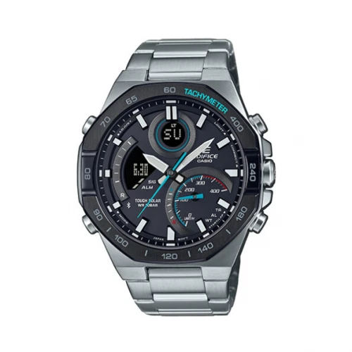 CASIO Edifice "Ηλιακό" με Μπρασελέ από Ανοξείδωτο Ατσάλι σε Ασημί Τόνο ECB-950DB-1AEF
