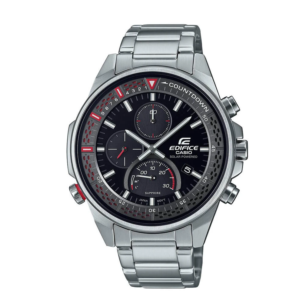 CASIO Edifice "Ηλιακός" Χρονογράφος με Μπρασελέ από Ανοξείδωτο Ατσάλι EFS-S590D-1AVUEF