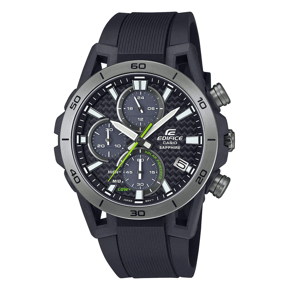 CASIO Ηλιακό Edifice με Μαύρο Λουράκι από Καουτσούκ EFS-S640PB-1AVUEF