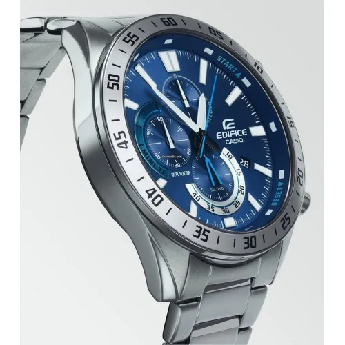 CASIO Edifice Χρονογράφος με Μπρασελέ από Ανοξείδωτο Ατσάλι σε ασημί τόνο EFV-620D-2AVUEF