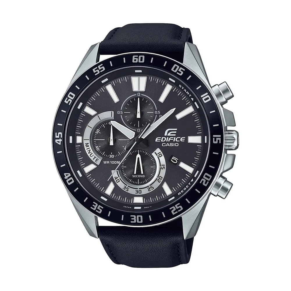 CASIO Edifice Black Leather Chronograph EFV-620L-1AVUEF