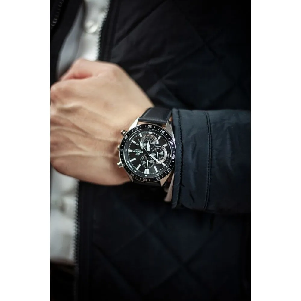 CASIO Edifice Black Leather Chronograph EFV-620L-1AVUEF
