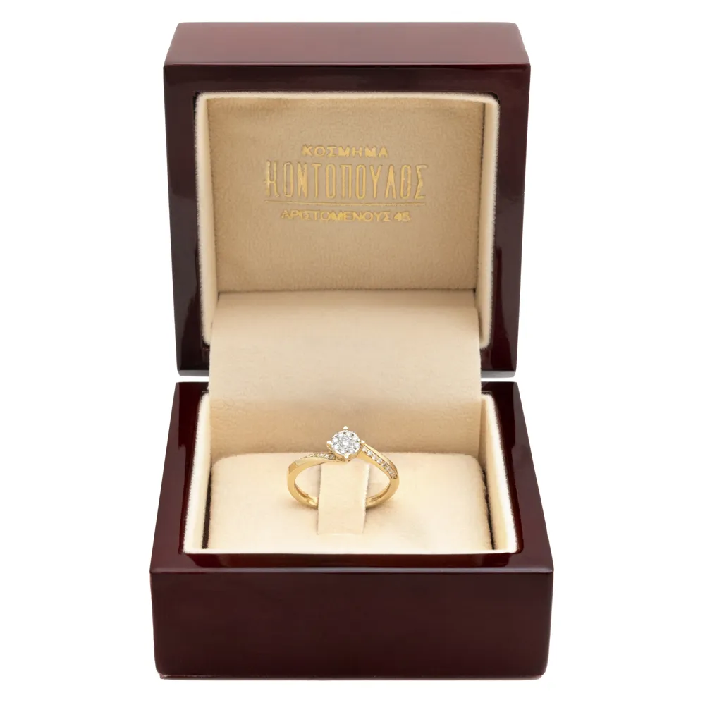 18K Μονόπετρο Invisible Δαxτυλίδι Αρραβώνων με Διαμάντια EM017