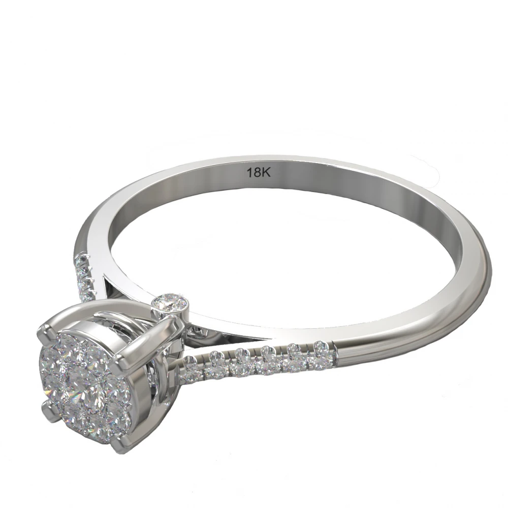 18K Μονόπετρο Invisible Δαxτυλίδι Αρραβώνων από Λευκόχρυσο με Διαμάντια EM022W