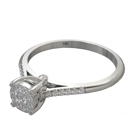 18K Μονόπετρο Invisible Δαxτυλίδι Αρραβώνων από Λευκόχρυσο με Διαμάντια EM022W