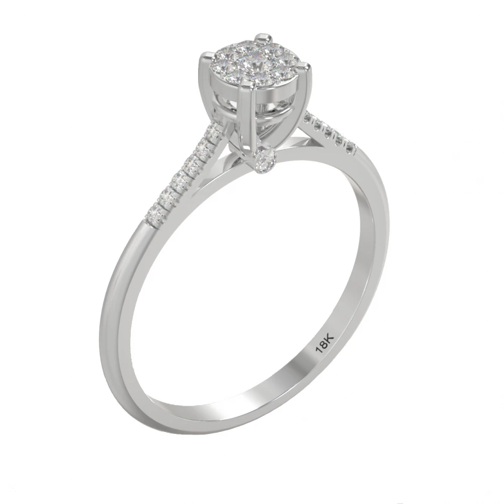 18K Μονόπετρο Invisible Δαxτυλίδι Αρραβώνων από Λευκόχρυσο με Διαμάντια EM022W