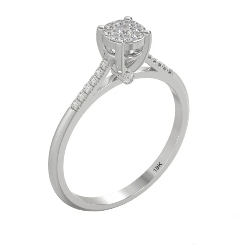 18K Μονόπετρο Invisible Δαxτυλίδι Αρραβώνων από Λευκόχρυσο με Διαμάντια EM022W