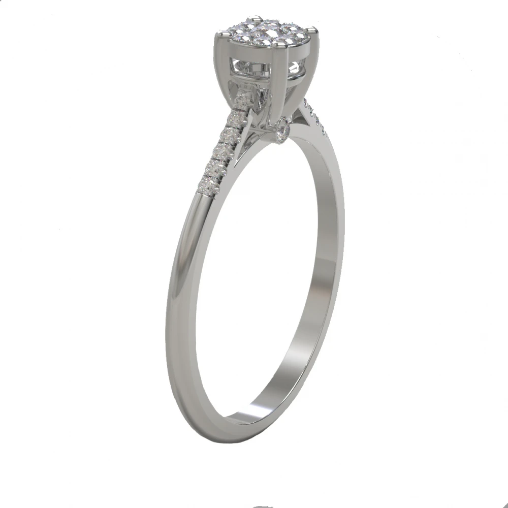 18K Μονόπετρο Invisible Δαxτυλίδι Αρραβώνων από Λευκόχρυσο με Διαμάντια EM022W