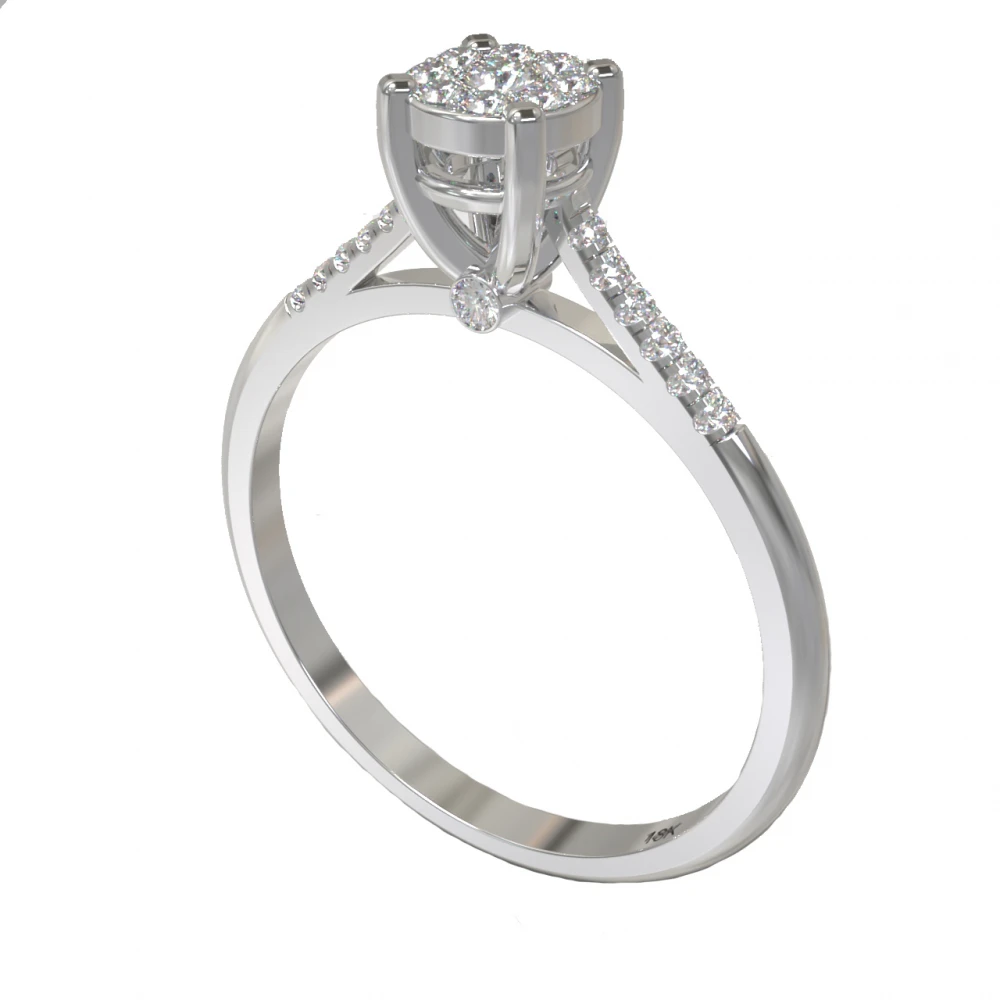 18K Μονόπετρο Invisible Δαxτυλίδι Αρραβώνων από Λευκόχρυσο με Διαμάντια EM022W