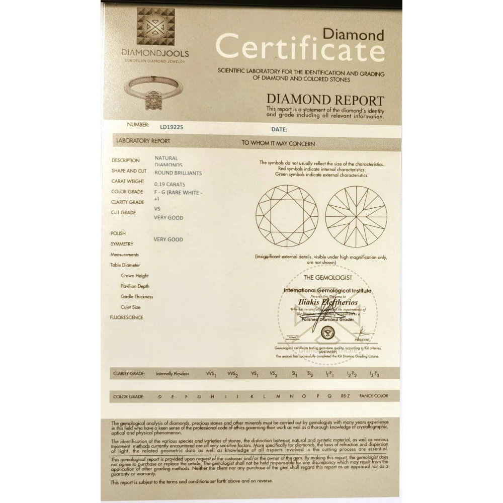 18K Λευκόχρυσο Μονόπετρο Δαxτυλίδι Αρραβώνων με Διαμάντι EM06