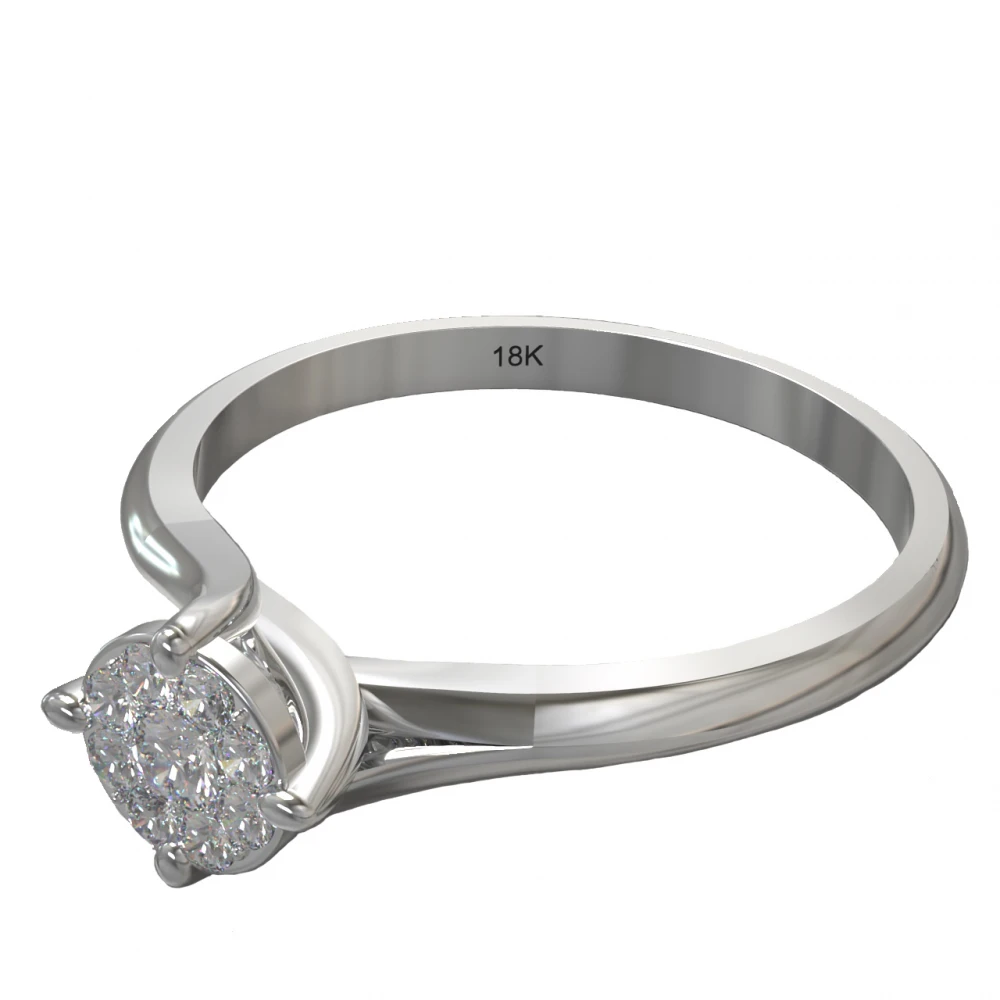 18K Μονόπετρο Invisible Δαxτυλίδι Αρραβώνων με Διαμάντια EM076