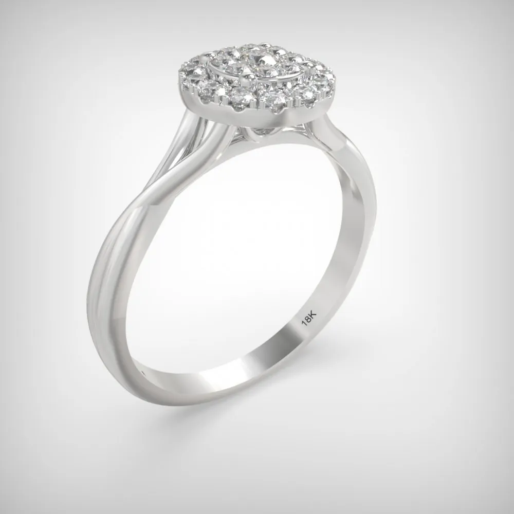 18K Λευκόχρυσο Μονόπετρο Δαxτυλίδι Αρραβώνων με Διαμάντι EM09