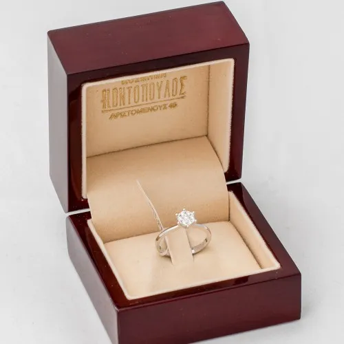 18K Λευκόχρυσο Μονόπετρο Δαxτυλίδι Αρραβώνων με Διαμάντι EM129