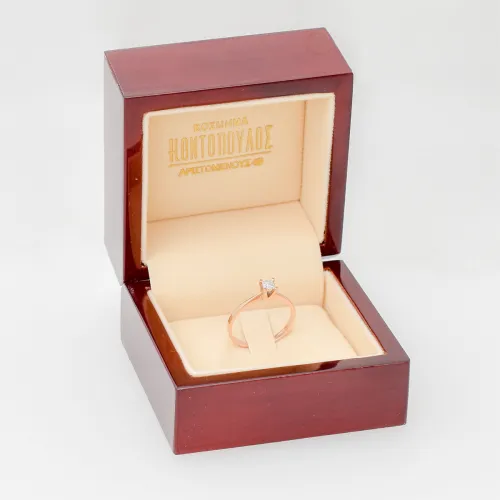 18K Ροζ Χρυσό Μονόπετρο Δαxτυλίδι Αρραβώνων με Διαμάντι EM163