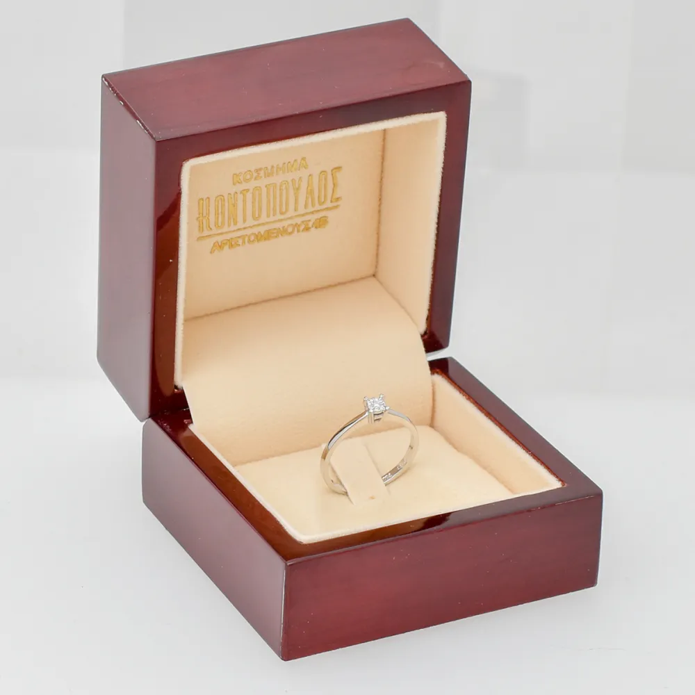 18K Λευκόχρυσο Μονόπετρο Δαxτυλίδι Αρραβώνων με Διαμάντι EM166W