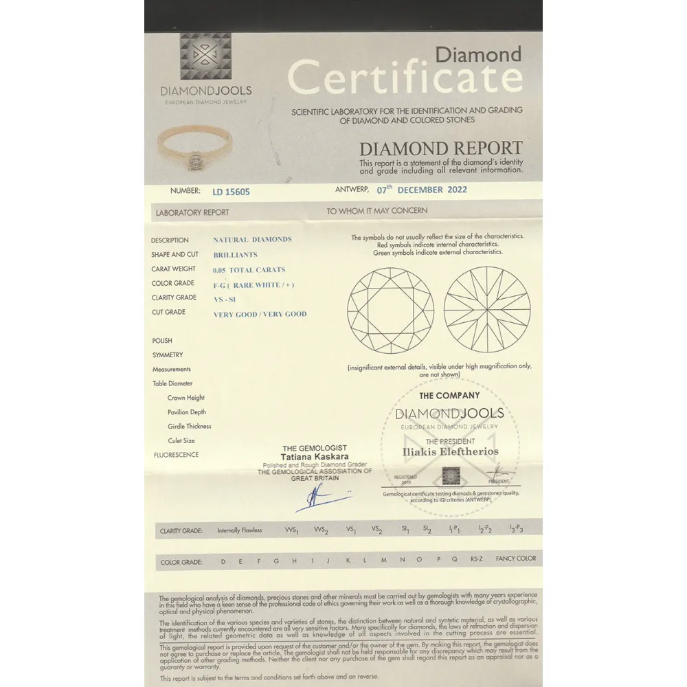 18K Μονόπετρο Δαxτυλίδι Αρραβώνων με Διαμάντι EM166