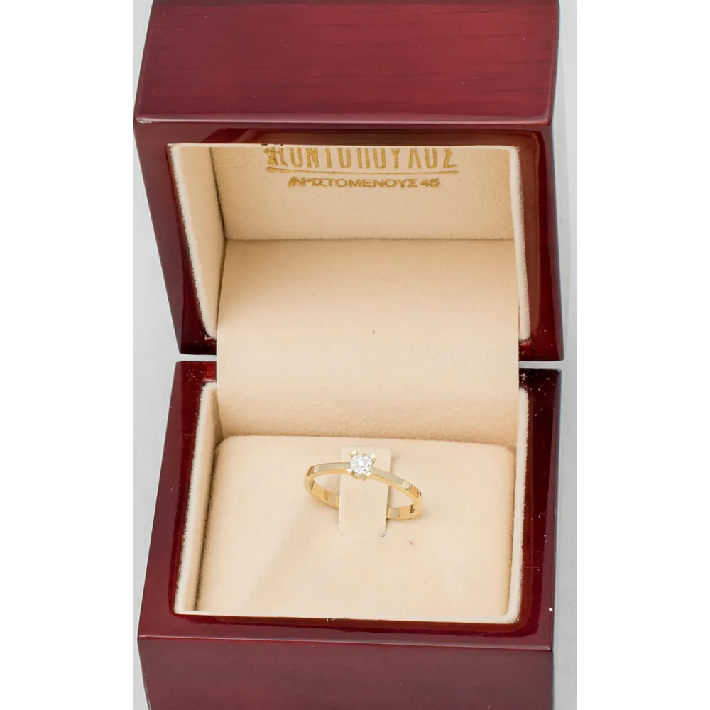 18K Μονόπετρο Δαxτυλίδι Αρραβώνων με Διαμάντι EM166