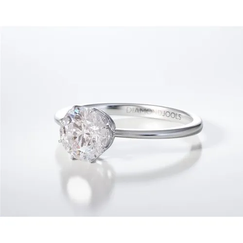 18K Λευκόχρυσο Μονόπετρο Δαxτυλίδι Αρραβώνων με Διαμάντι ENG021