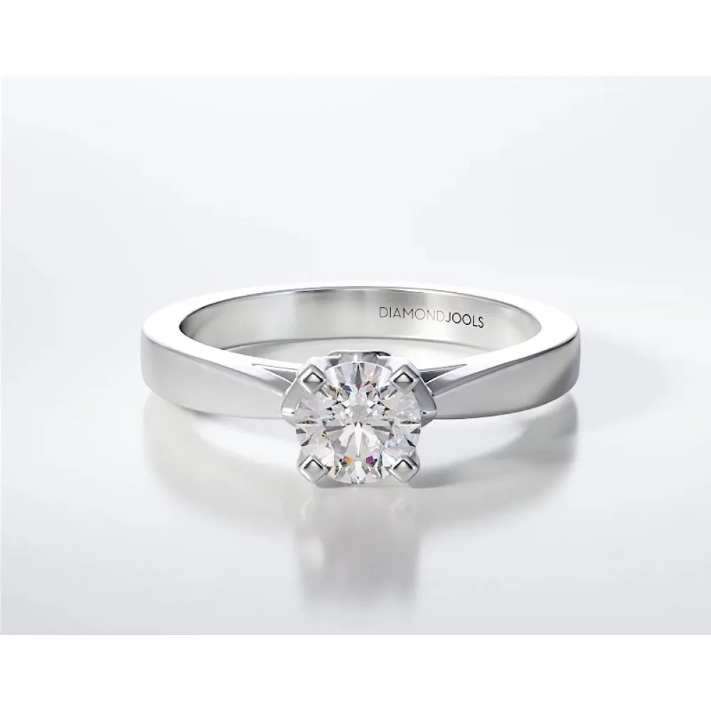 18Κ Λευκόχρυσο Μονόπετρο Δαxτυλίδι Αρραβώνων με Διαμάντι ENG094