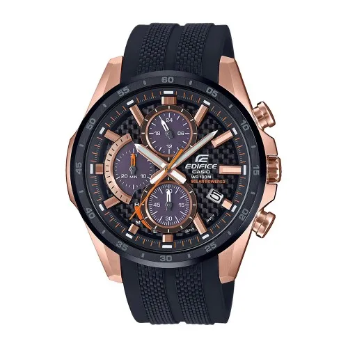 CASIO Edifice Ηλιακός Χρονογράφος με Μαύρο Λουράκι από Καουτσούκ EQS-900PB-1AVUEF