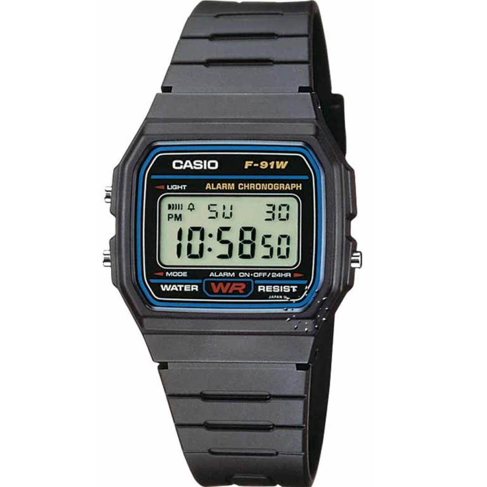 CASIO Collection Μαύρο Λουράκι από Καουτσούκ F-91W-1YEG