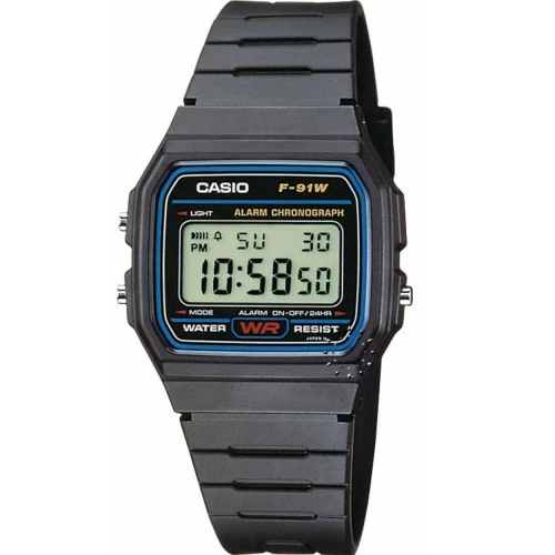 CASIO Collection Μαύρο Λουράκι από Καουτσούκ F-91W-1YEG