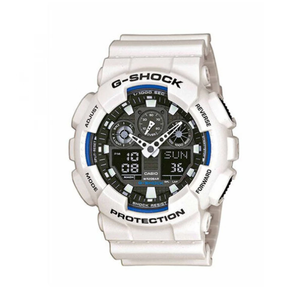 CASIO G-Shock με Λευκό Λουράκι από Καουτσούκ ΅GA-100B-7AER