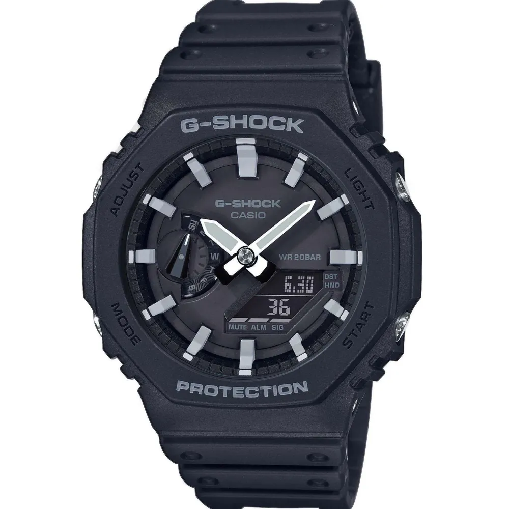 CASIO G-SHOCK Chronograph Black Rubber Strap GA-2100-1AER