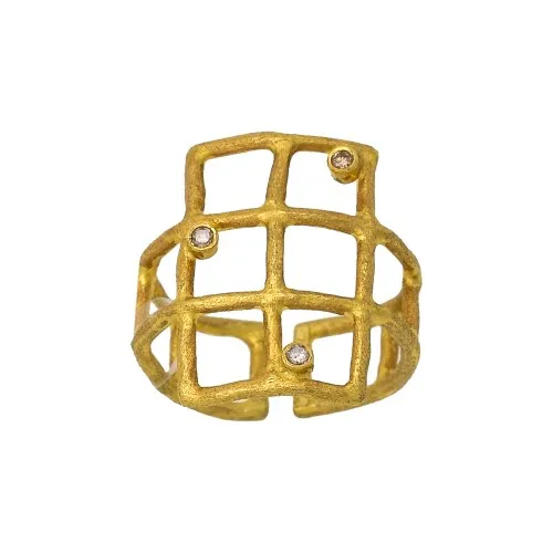 18K Χρυσό Χειροποίητο Δαχτυλίδι με Brown Brilliant Διαμάντια GD004R