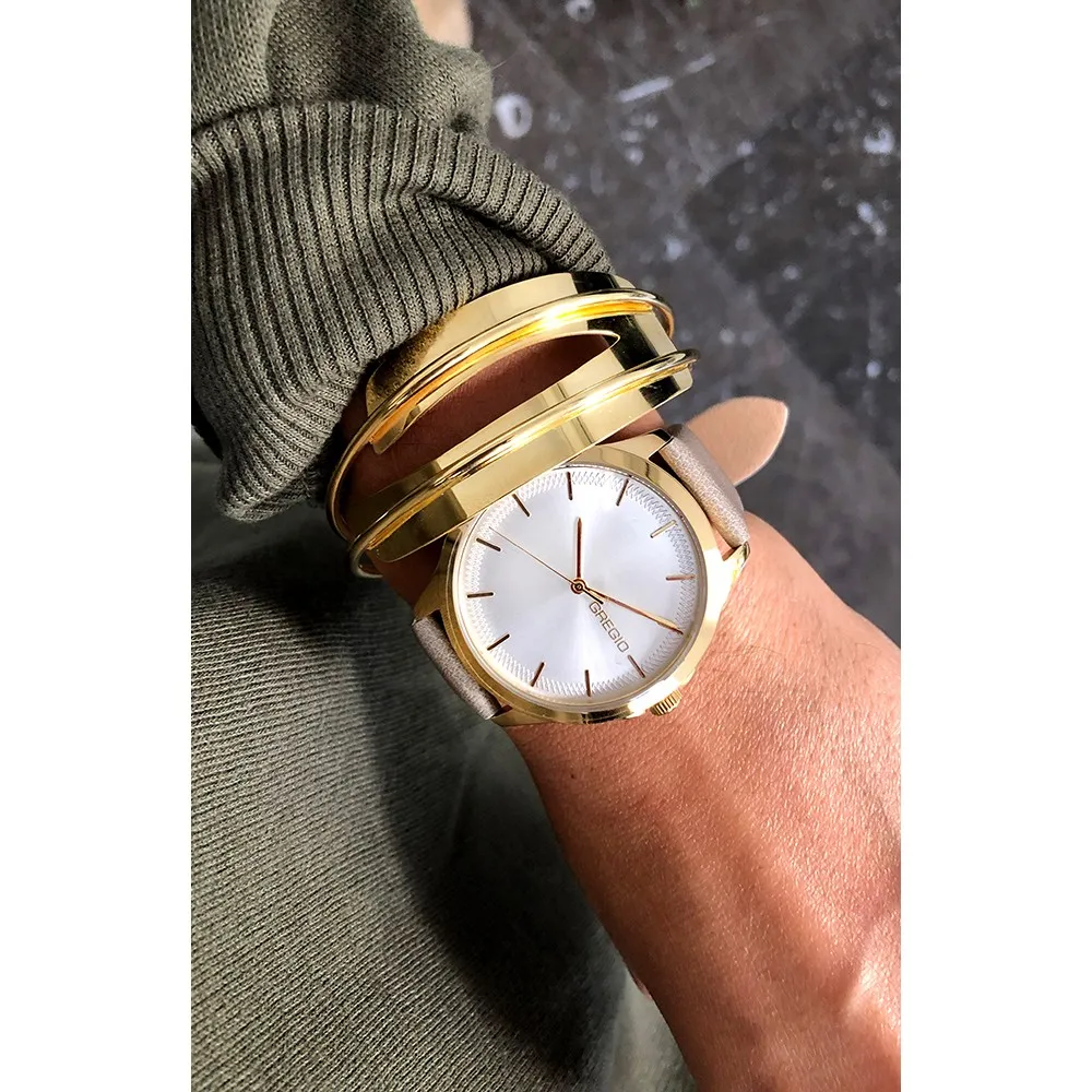 GREGIO Rosebery Grey Leather Strap GR150070