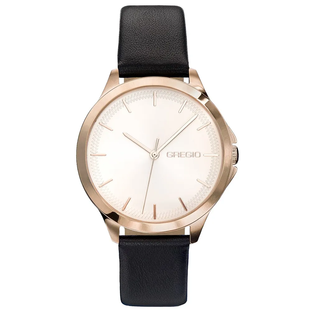 GREGIO Rosebery Black Leather Strap GR150081