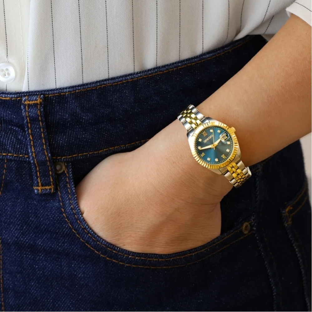 GREGIO Mallory Crystals με Μπρασελέ Δύο Τόνων από Ανοξείδωτο Ατσάλι GR480042