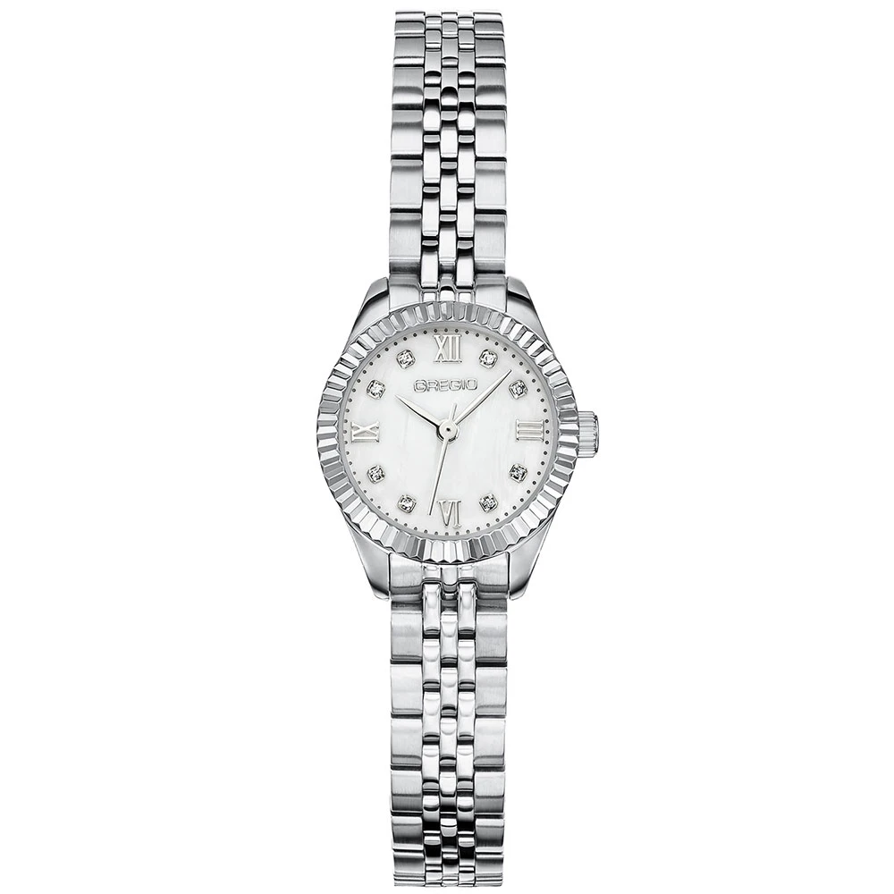 GREGIO Serenite Με Ασημί Μπρασελέ από Ανοξείδωτο Ατσάλι και Ζιργκόν GR610010