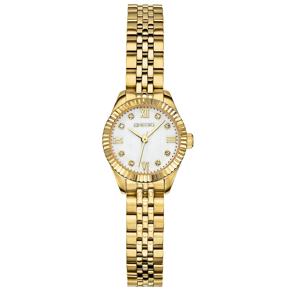 GREGIO Serenite Με χρυσό μπρασελέ από ανοξείδωτο ατσάλι και Ζιργκόν GR610020