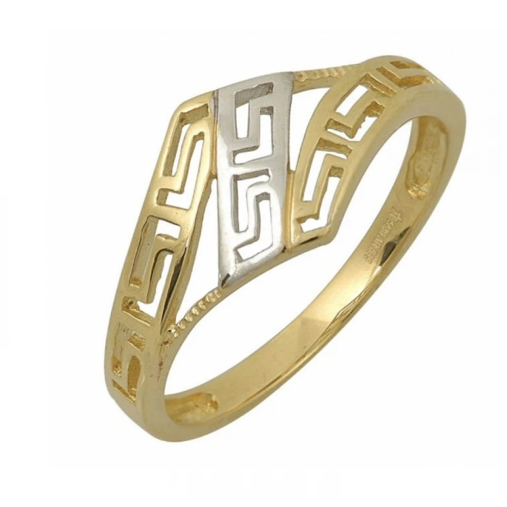 9K Χρυσό Δαχτυλίδι Δύο Τόνων με Μαίανδρο GRE3050