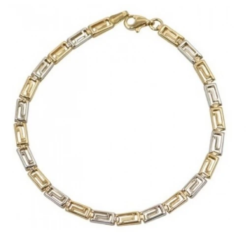 9K Χρυσό Βραχιόλι Δύο Τόνων με Μαίανδρο GRE3060