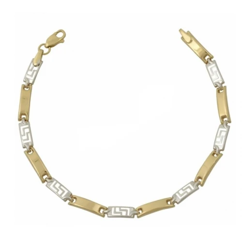 9K Χρυσό Βραχιόλι Δύο Τόνων με Μαίανδρο GRE3062