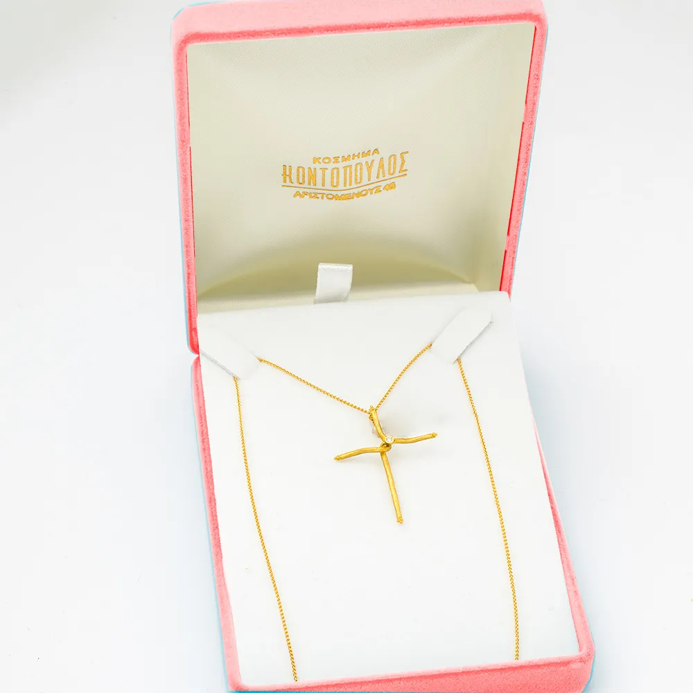 18K Χρυσό Σταυρός με Διαμάντι GS137DM