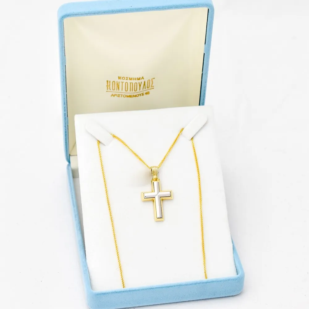 14K Χρυσός Δίχρωμος Σταυρός GS516T